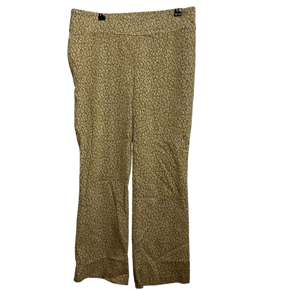 J.McLaughlin Womens Tan Leopard Print Stretch Pull On Straight Leg Pants Size 10